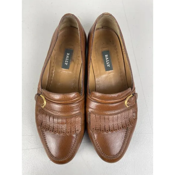 Bally Shoes Mens 9.5 EEE Brown Arciduca Monk Strap Kiltie Loafers Slip On Fringe