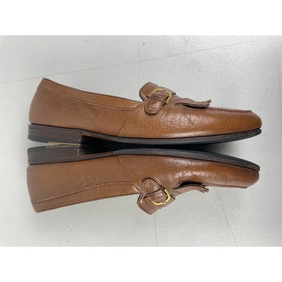 Bally Shoes Mens 9.5 EEE Brown Arciduca Monk Strap Kiltie Loafers Slip On Fringe