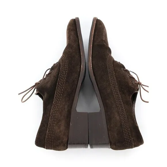 BALLY Valisa Retro 90s Square Toe Dark Brown Suede Lace-up Oxford Shoes