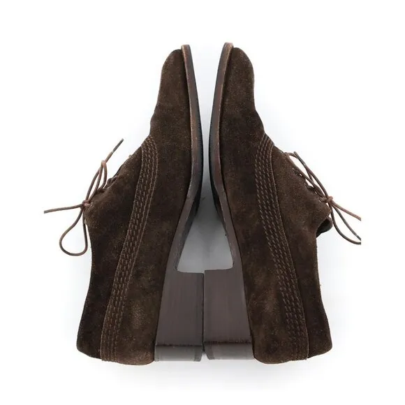 BALLY Valisa Retro 90s Square Toe Dark Brown Suede Lace-up Oxford Shoes