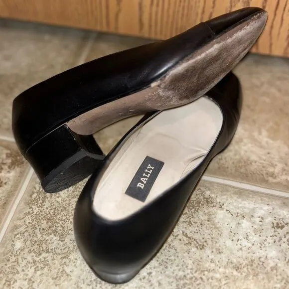 BALLY Women’s Black Leather Made in Italy ANGELLA Pumps Sz-7