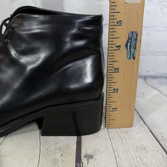Bandolino Booties Women Size 7 Black Leather Block Heel Square Toe Y2K Vintage