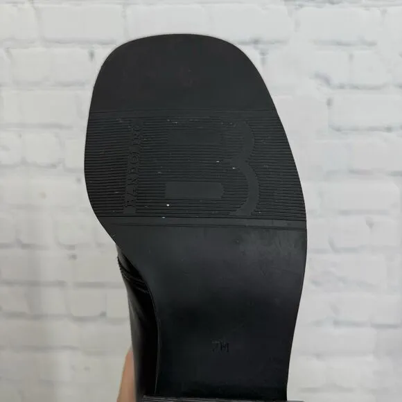 Bandolino Booties Women Size 7 Black Leather Block Heel Square Toe Y2K Vintage