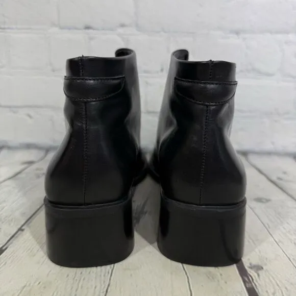 Bandolino Booties Women Size 7 Black Leather Block Heel Square Toe Y2K Vintage