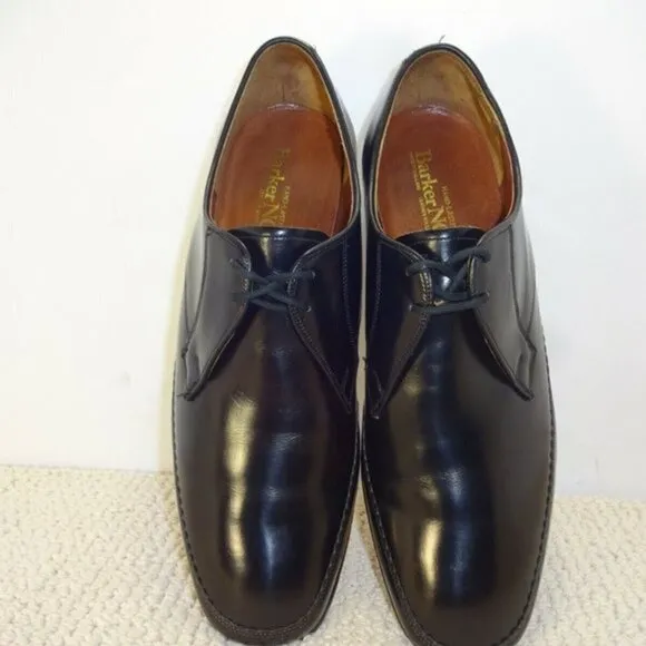 BARKER Novas Mens Size 7.5 US Black Oxford Shoes Made in England Hand Lasted