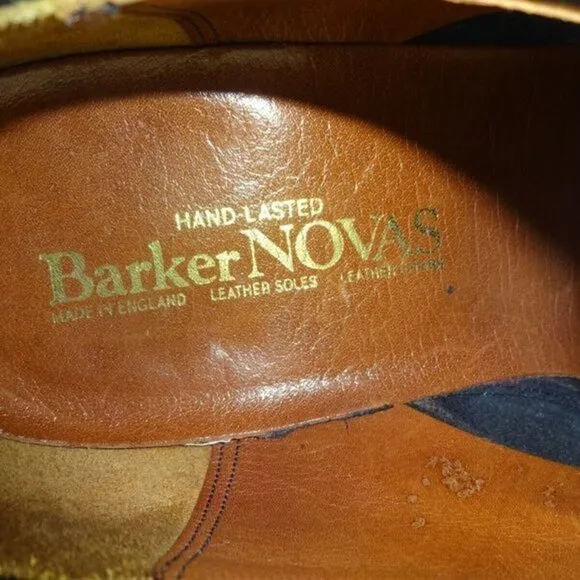 BARKER Novas Mens Size 7.5 US Black Oxford Shoes Made in England Hand Lasted