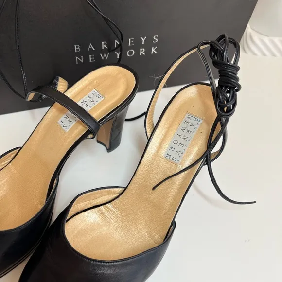 Barneys Newyork Open toe Leather wrap Ankle heel Shoes