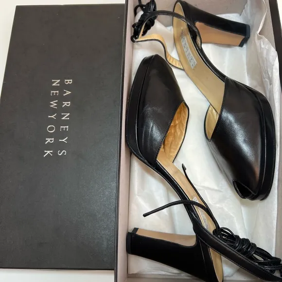 Barneys Newyork Open toe Leather wrap Ankle heel Shoes