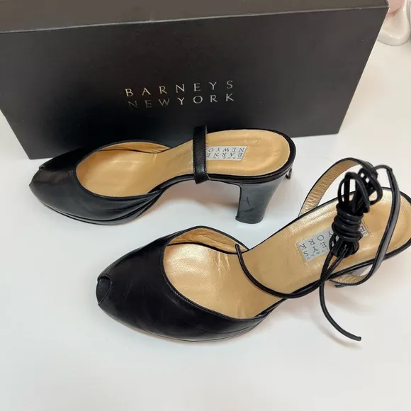 Barneys Newyork Open toe Leather wrap Ankle heel Shoes