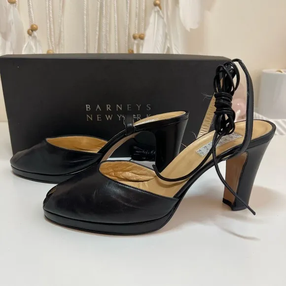 Barneys Newyork Open toe Leather wrap Ankle heel Shoes