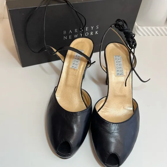 Barneys Newyork Open toe Leather wrap Ankle heel Shoes