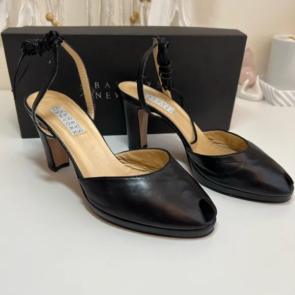 Barneys Newyork Open toe Leather wrap Ankle heel Shoes