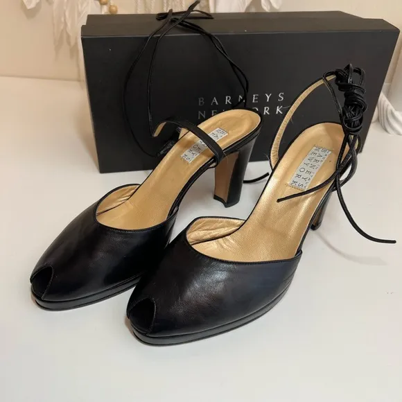 Barneys Newyork Open toe Leather wrap Ankle heel Shoes