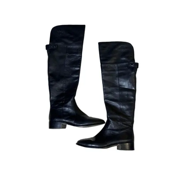 BCBG MAXAZRIA Black Leather Over the knee boots