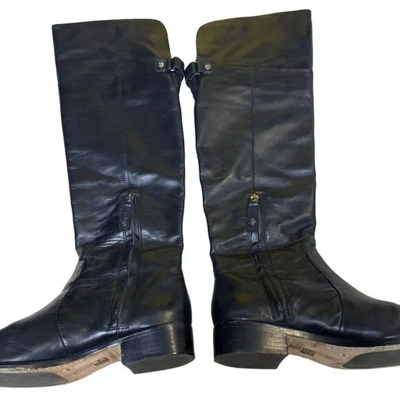 BCBG MAXAZRIA Black Leather Over the knee boots