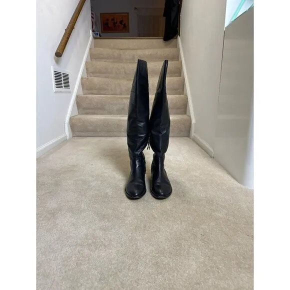 BCBG MAXAZRIA Black Leather Over the knee boots