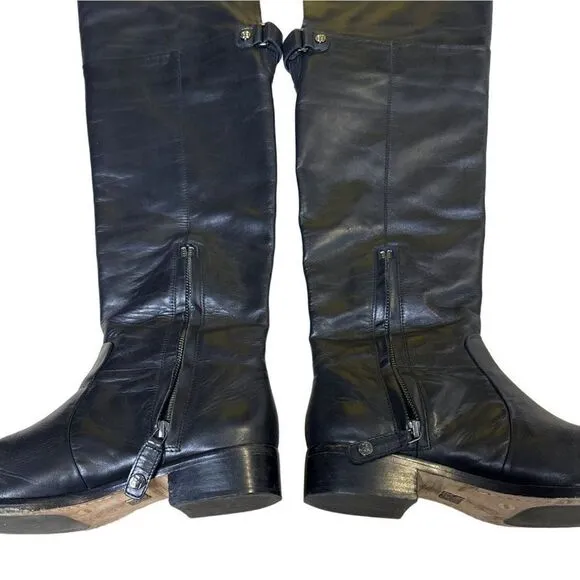 BCBG MAXAZRIA Black Leather Over the knee boots