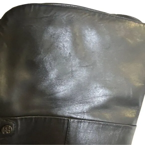 BCBG MAXAZRIA Black Leather Over the knee boots