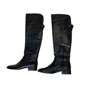 BCBG MAXAZRIA Black Leather Over the knee boots