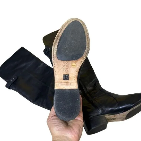 BCBG MAXAZRIA Black Leather Over the knee boots