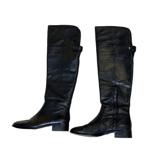 BCBG MAXAZRIA Black Leather Over the knee boots