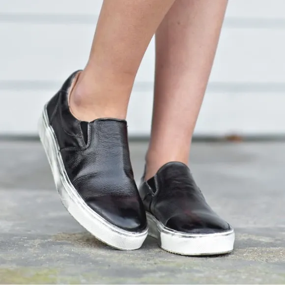 BED | STU | Hermoine Black Rustic Slip-On Shoes Size 10