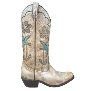 Bed Stu Women’s Valencia Distressed Floral Cowgirl Boot Size US 7