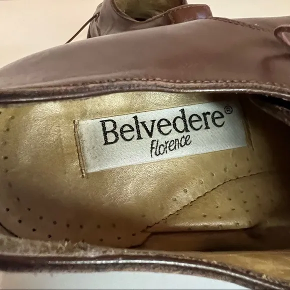 Belvedere Florence Mens Oxford Dress Shoes Brown Leather Cap Toe Lace Up 10M