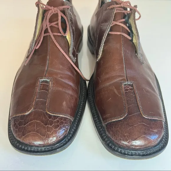 Belvedere Florence Mens Oxford Dress Shoes Brown Leather Cap Toe Lace Up 10M