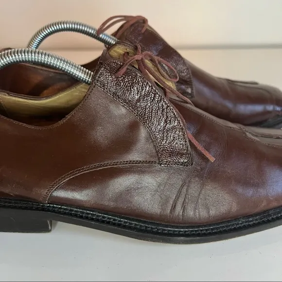 Belvedere Florence Mens Oxford Dress Shoes Brown Leather Cap Toe Lace Up 10M