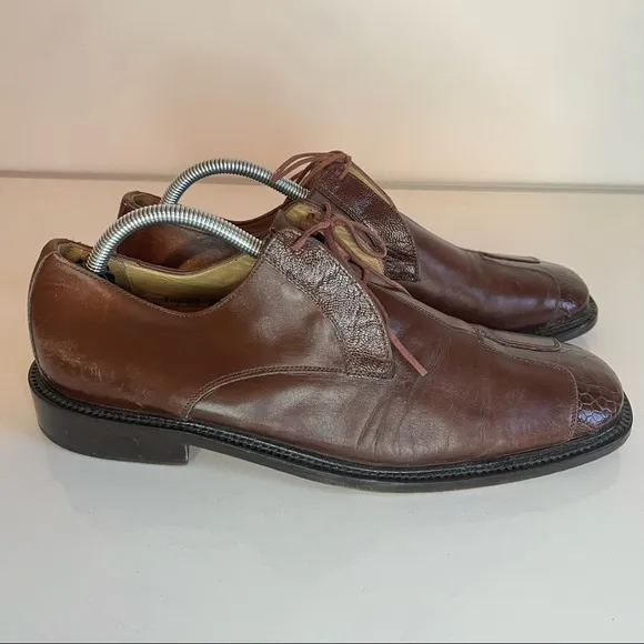 Belvedere Florence Mens Oxford Dress Shoes Brown Leather Cap Toe Lace Up 10M