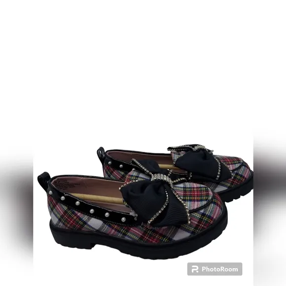 Betsey Johnson Vince White Plaid Dress Shoe Girls Size 2 NIB