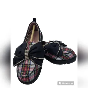 Betsey Johnson Vince White Plaid Dress Shoe Girls Size 2 NIB