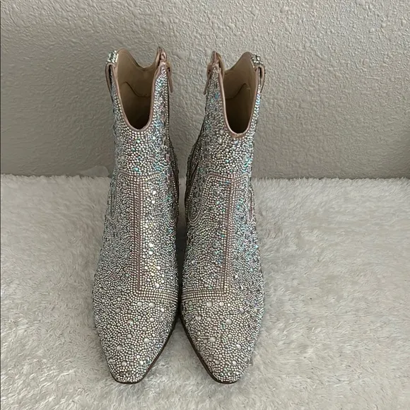 Betsey Johnson Women’s Size 6.5 Emory Sparkling Rhinestone Western Boots Bridal