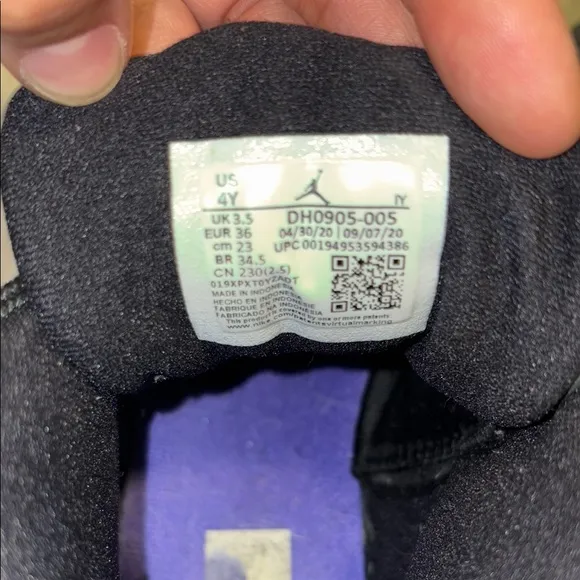 Big Boy Black and Purple Jordan 12s