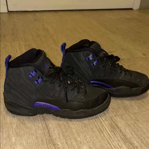 Big Boy Black and Purple Jordan 12s
