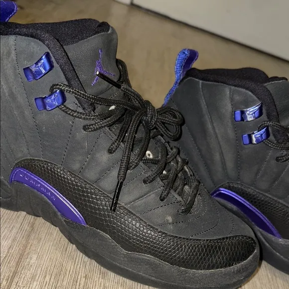 Big Boy Black and Purple Jordan 12s