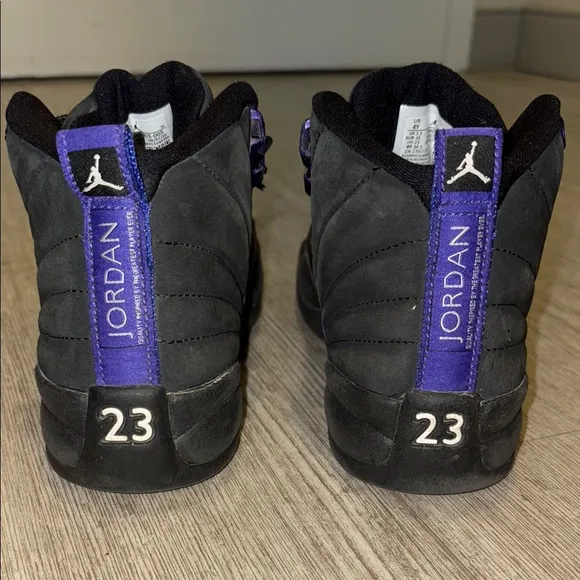 Big Boy Black and Purple Jordan 12s