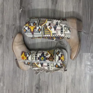 Big Buddha  Tribal Print  Tassel Caboy Boots Multi / Black Sz 9