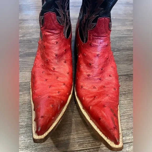 BILBO full Quill Ostrich Leather Men’s Cowboy Boots SZ 9 US/ 8 Mex point…