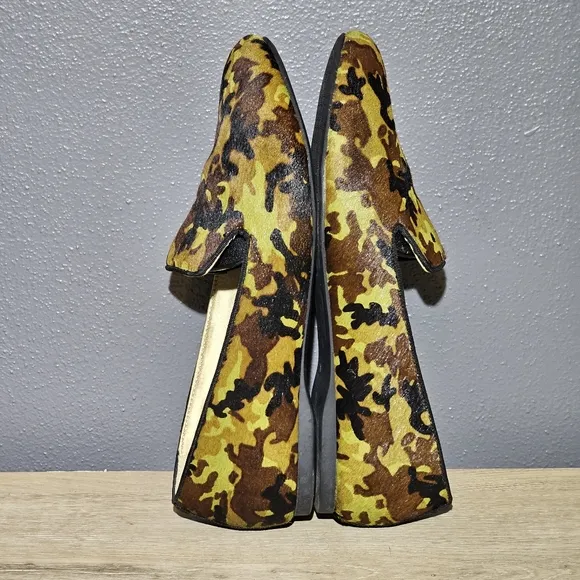 Birdies The Blackbird Womens Flats Size 10 Green Camo Calf Hair Slip On Shoes