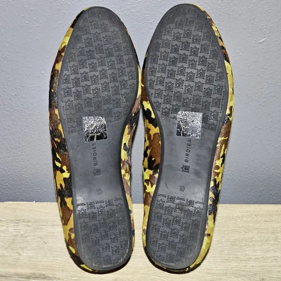 Birdies The Blackbird Womens Flats Size 10 Green Camo Calf Hair Slip On Shoes