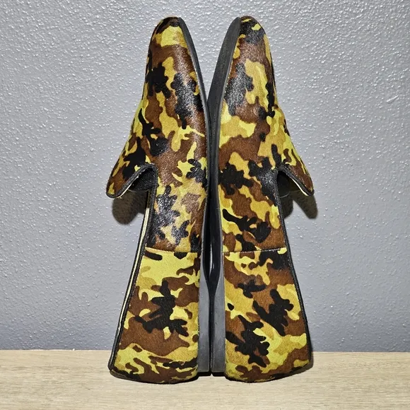 Birdies The Blackbird Womens Flats Size 10 Green Camo Calf Hair Slip On Shoes