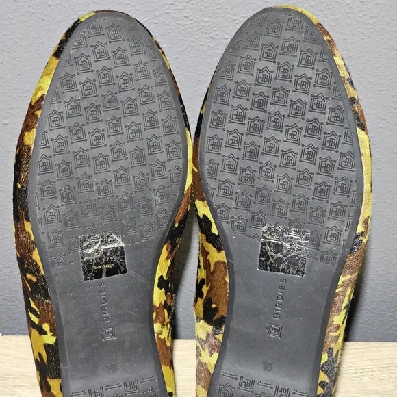 Birdies The Blackbird Womens Flats Size 10 Green Camo Calf Hair Slip On Shoes