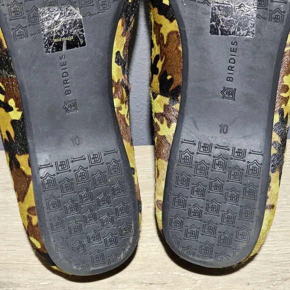 Birdies The Blackbird Womens Flats Size 10 Green Camo Calf Hair Slip On Shoes