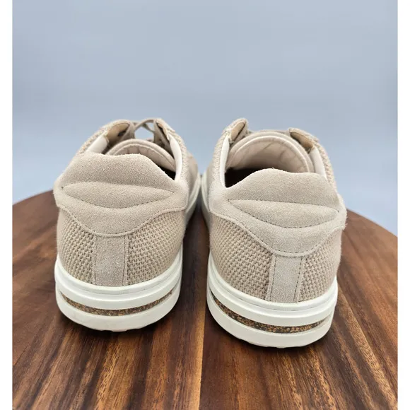 Birkenstock Bend Shoes Men's 9 42 Beige Canvas Suede Lace Up Low Casual Sneakers