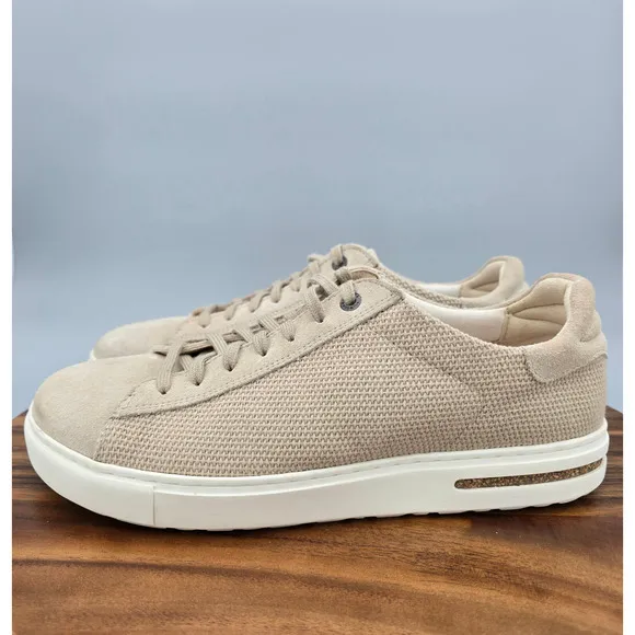 Birkenstock Bend Shoes Men's 9 42 Beige Canvas Suede Lace Up Low Casual Sneakers