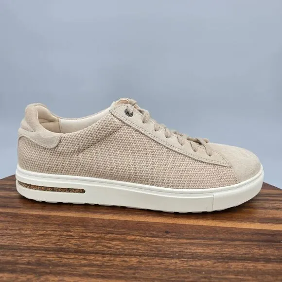 Birkenstock Bend Shoes Men's 9 42 Beige Canvas Suede Lace Up Low Casual Sneakers