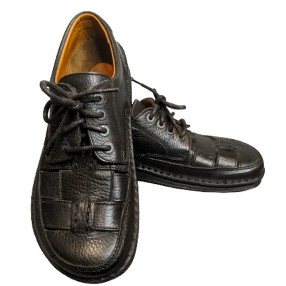 Birkenstock Bodega Black Leather Lace-up Shoes 4…