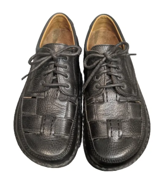 Birkenstock Bodega Black Leather Lace-up Shoes 4…